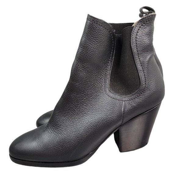 RACHEL COMEY Pebbled Nassau Chelsea Boots Heel Leather Sherpa Lined Size 6 - Picture 3 of 10